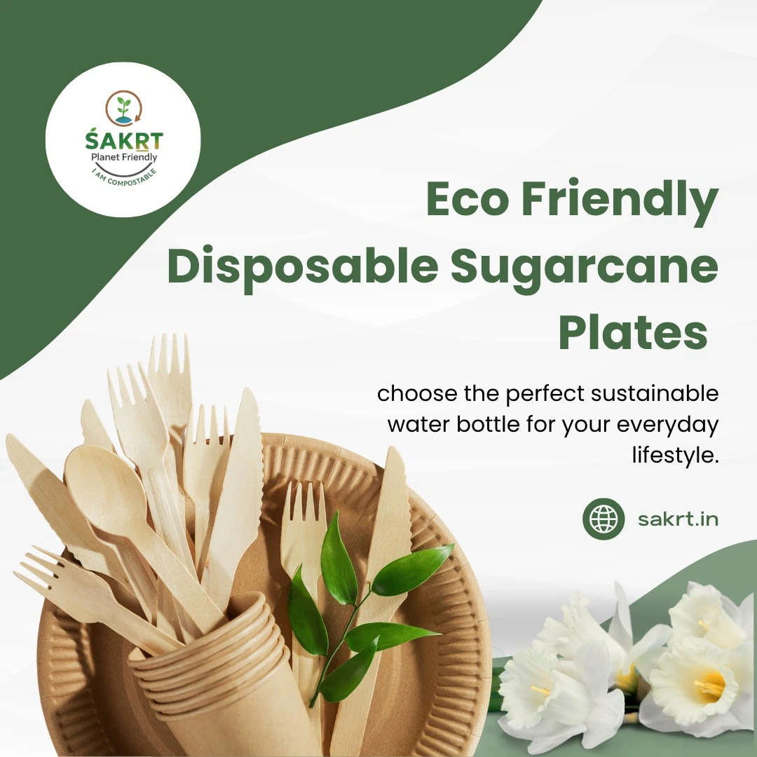 Eco friendly disposable sugarcane plates by SAKRT