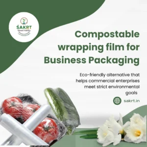 Industrial roll of compostable wrapping film for business packaging