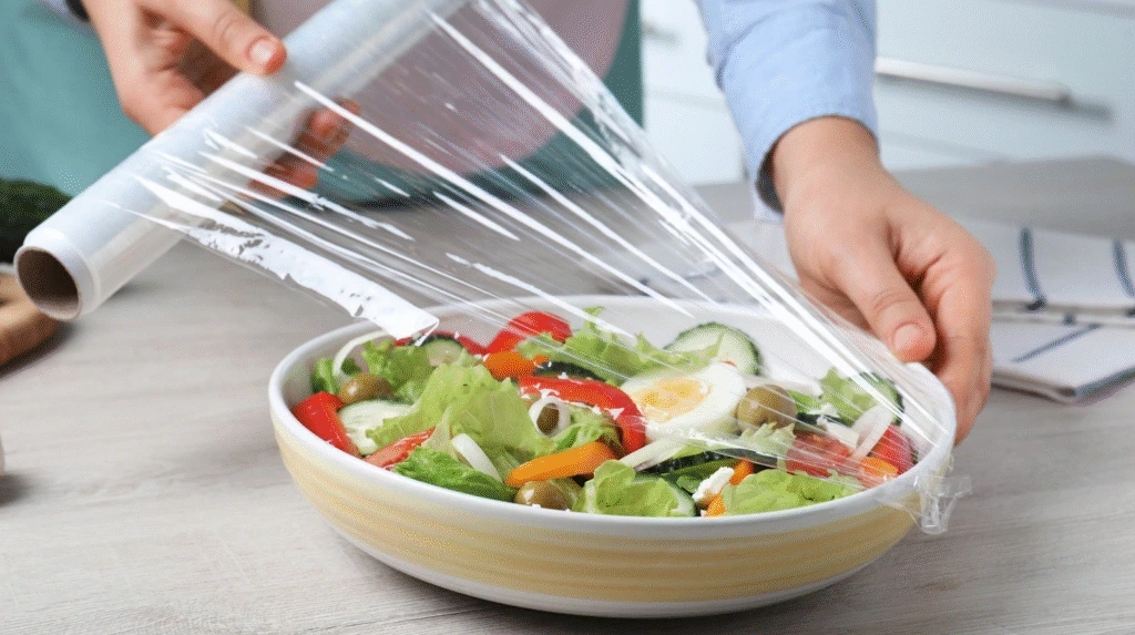 SAKRT compostable best fresh cling film wrapped around fresh produce