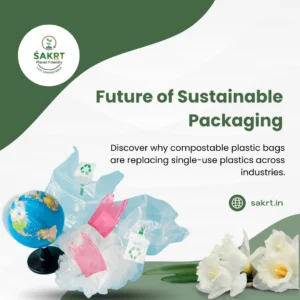 Compostable plastic bags being used for sustainable business packaging