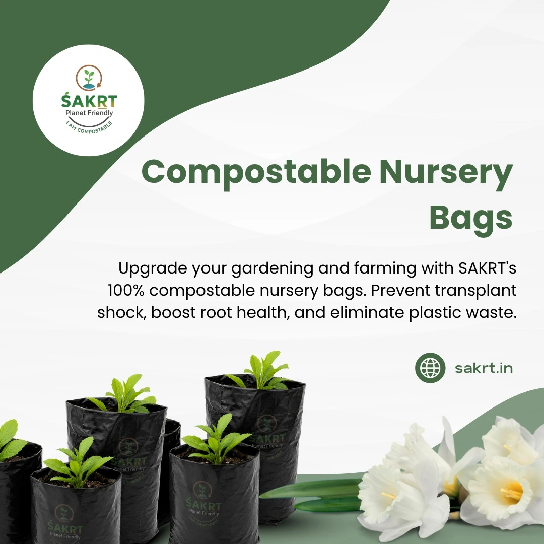 SAKRT compostable nursery bags planted directly into the soil.