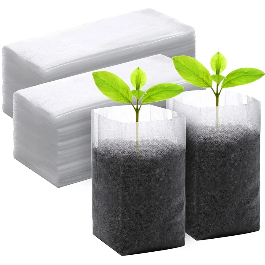 SAKRT compostable nursery bags planted directly into the soil.