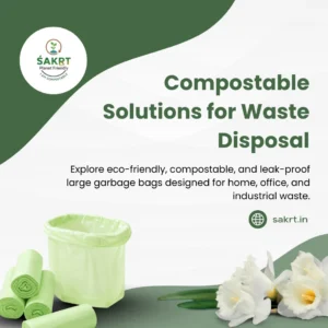Certified compostable big garbage bag in commercial dustbin