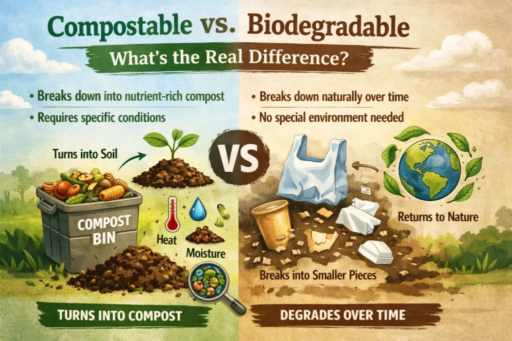 compostable vs biodegradable