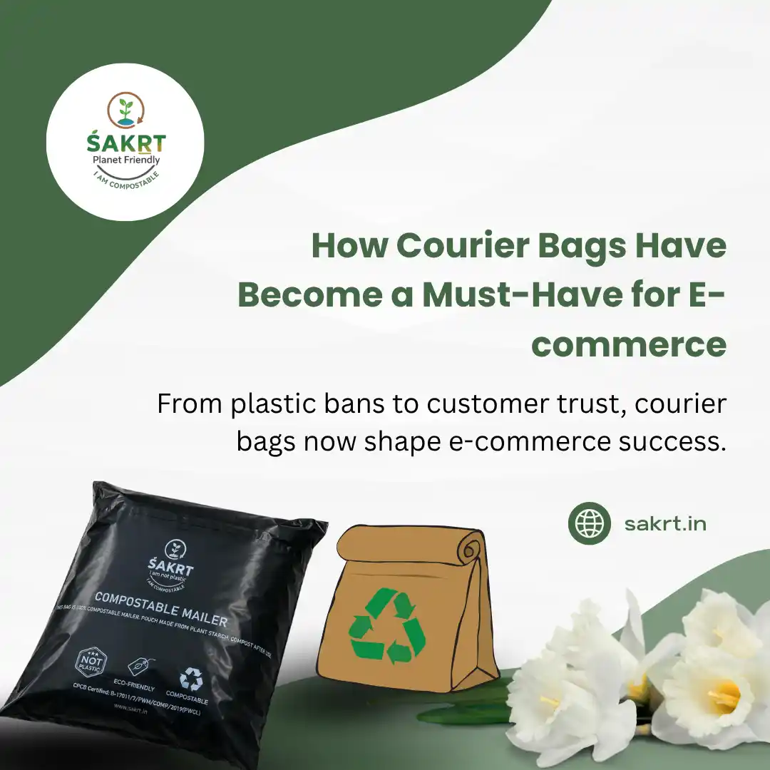 Collection of sustainable eco-friendly compostable courier bags for e-commerce packaging
